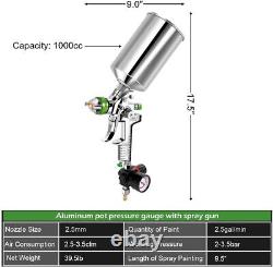 1000cc Professional HVLP Gravity Feed Air Spray Gun, 1.7mm 2.0mm 2.5mm Nozzles A