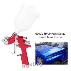 1.3mm Nozzle HVLP Auto Paint Air Spray Gun Kit 600cc Gravity Feed Car Primer