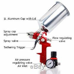 1.4mm 1.7 2.5mm HVLP Air Feed Spray Gun Kit Auto Paint Primer Basecoat Clearcoat