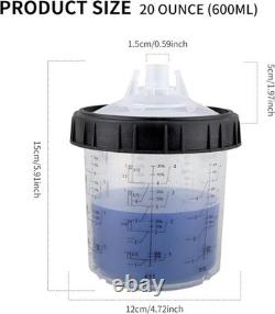 20 oz Disposable HVLP Paint Gun Cup Kit with 50 Liners & Lids for Easy Mixing