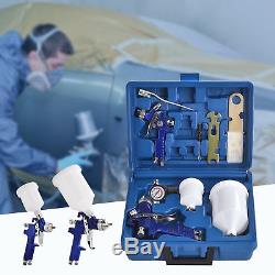2 HVLP Air Spray Gun Kit Auto Paint Car Primer Detail Basecoat Clearcoat