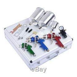 3PC Premium Auto Body HVLP Air Spray Gun Kit 1.0mm 1.4mm 1.7mm Nozzle