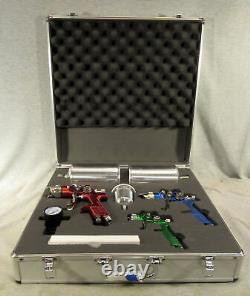3 HVLP Air Spray Gun Case Kit Auto Paint Primer Topcoat Detail Regulator Filter