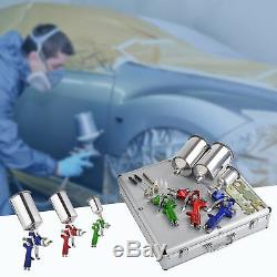 3 HVLP Air Spray Gun Kit Auto Paint Car Primer Detail Basecoat Clearcoat
