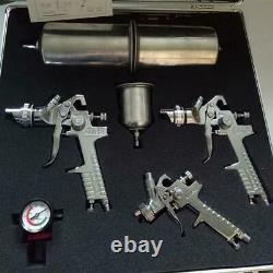 3 HVLP Air Spray Gun Kit Auto Paint Car Primer Detail Basecoat Clearcoat withCase