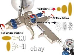 3 Paint Gun Set of High Performance HVLP Air Spray Guns Complete Spraying