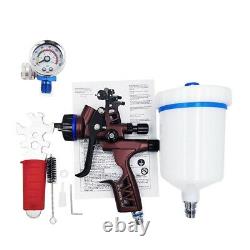 600ML HVLP Spray Gun Car Top Paint 1.3mm Nozzle WithPressure Regulator Gravity Hot