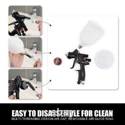 AEROPRO Tools A608 HVLP Air Spray Gun Kit, 1.3mm Nozzle, Regulator, 5pcs Pain
