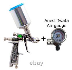 ANEST IWATA LPH-80-084G 0.8mm E4 cap HVLP Spray Gun with Cup PCG-2D-1 Air gauge