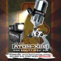 ATOMX20 HVLP Spray Gun Kit Auto Painting Car Basecoat Clearcoat with FREE GUNBUDD