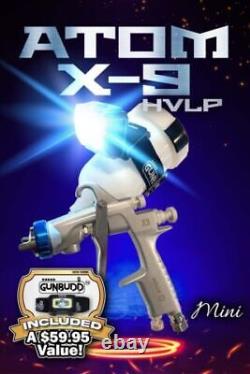 ATOMX9 HVLP Auto Paint Air Spray Gun Kit Gravity Feed Car with FREE Gunbudd Light