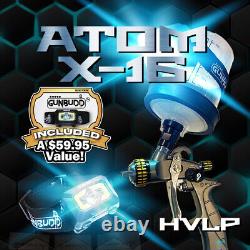 ATOM Mini X16 HVLP Auto Paint Air Spray Gun Gravity Feed 1.0/1.2/1.3/1.4 MM Tip