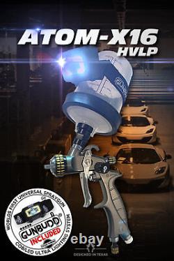 ATOM Mini X16 HVLP Gravity Feed Air Spray Gun With FREE GUNBUDD ULTRA LIGHT