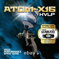 ATOM Mini X16 HVLP Gravity Feed Air Spray With FREE GUNBUDD ULTRA LIGHT SYSTEM