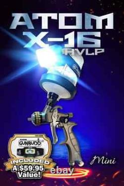 ATOM Mini- X16 HVLP Gravity Feed Spray Gun With FREE GUNBUDD LIGHT