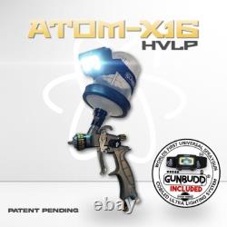 ATOM Mini X16 HVLP Spray Gun Gravity Feed Auto Paint + Free GunBudd Light