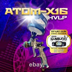ATOM Mini X16 HVLP Spray Gun Gravity Feed Auto Paint Tool with FREE GunBudd