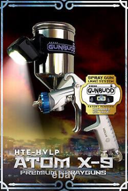 ATOM Mini X9 HVLP Auto Paint Air Spray Gun Gravity Feed With FREE GUNBUDD LIGHT