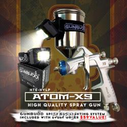 ATOM Mini X9 HVLP Spray Gun 1.2/1.3mm Detail Paint Tool + GunBudd Light