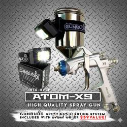ATOM Mini X9 HVLP Spray Gun Pro-Grade Finish + FREE GunBudd Ultra LED Light