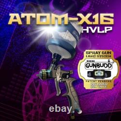 ATOM X16 HVLP Automotive Spray Gun Kit Gravity Feed Pro Tool + FREE GunBudd