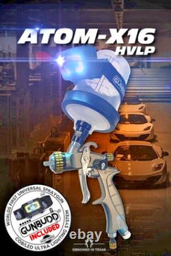 ATOM X16 Mini HVLP Paint Gun Clearcoat & Primer Sprayer + FREE GunBudd Light