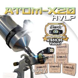 ATOM X20 Air Spray Gun Kit Paint Gun Gravity Feed HVLP With FREE GUNBUDD LIGHT