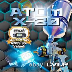 ATOM X20 HVLP Auto Paint Spray Gun Basecoat/Clear Coat + Free GunBudd Light