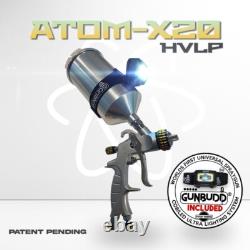 ATOM X20 HVLP Gravity Feed Auto Paint Spray Gun Primer + FREE GunBudd Light