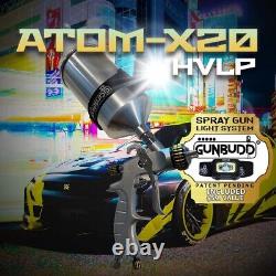 ATOM X20 HVLP Solvent/Waterborne Spray Gun Paint Cars With FREE GUNBUDD LIGHT
