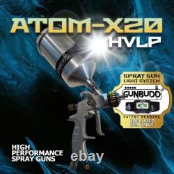 ATOM X20-HVLP Spray Gun Auto Kit Paint Car Basecoat Clearcoat with FREE GUNBUDD