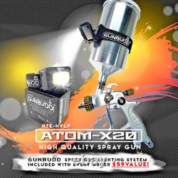 ATOM X20 HVLP Spray Gun Solvent/Waterborne Auto Paint + Free GunBudd