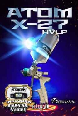 ATOM X27 HVLP Automotive Spray Gun Clear Coat 1.3/1.4 mm Tip WITH FREE GUNBUDD
