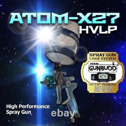 ATOM X27 HVLP Clear Coat Spray Gun 1.3 & 1.4mm Tips FREE GunBudd COB/LED
