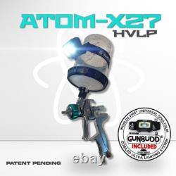 ATOM X27 HVLP Spray Gun 1.3 1.4 Tip for Auto Paint & Primer + GUNBUDD LED Light