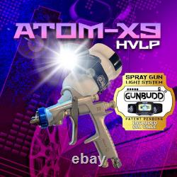 ATOM X9 HVLP Auto Paint Spray Gun 1.2 &1.3 Tip Kit + FREE GunBudd Light System