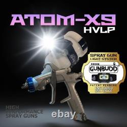 ATOM X9 Mini HVLP Spray Gun 1.2 & 1.3mm Tips WITH FREE GunBudd LED Light