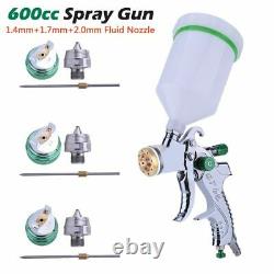Air Paint Spray Gun HVLP 600ml 1.4/1.7/2.0mm Nozzle Pneumatic Painting Tool Kit