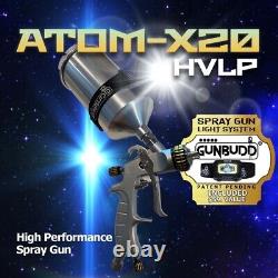AtomX20 HVLP AutoPaint Air SprayGun Gravity Feed Car Primer with FREE GUNBUDLIGHT