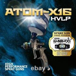 Atom New Mini X16 HVLP Spray Gun Automotive Painting Gun WITH FREE GUNBUDD LIGHT