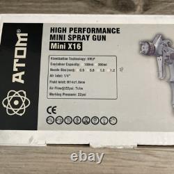 Atom X16 Mini HVLP Professional Paint Gun for Clearcoat Primer WITH FREE Gunbudd