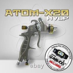 Atom X20 HVLP Professional Spray Gun Solvent/Waterborne with FREE Gunbudd light