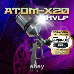Atom X20 Professional Spray Gun HVLP Solvent/Waterborne WITH FREE GUNBUDD LIGHT