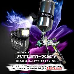 Atom- X27 HVLP Professional Spray Gun Cars Solvent/Waterborne with FREE GUNBUDD