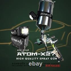 Atom X27 HVLP Spray Gun Pro Auto Paint Tool 1.3/1.4mm + FREE GunBudd LED