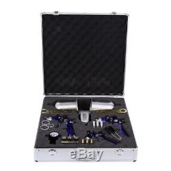 Auto Paint 3 HVLP Air Spray Gun Kit For Basecoat Car, Primer, Clearcoat with Case