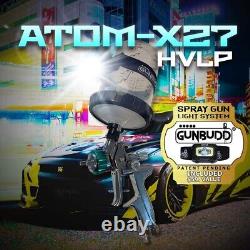 Auto Paint Spray Gun ATOM X27-HVLP WITH FREE GUNBUDD ULTRA LIGHTING SYSTEM