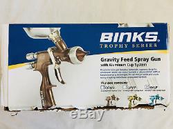 BINKS TROPHY SERIES HVLP GRAVITY FEED SPRAY GUN KIT 1.2mm 1.4mm 1.8mm NEW
