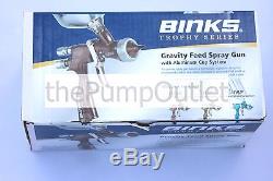 Binks Trophy Gravity Feed HVLP Spray Gun with Aluminum Cup 2466-HV1 1.2 1.4 1.8mm