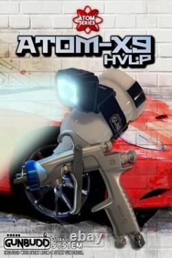 Car Paint HVLP Spray Gun ATOM X9 Mini 1.2 & 1.3mm Tips with FREE GunBudd Light